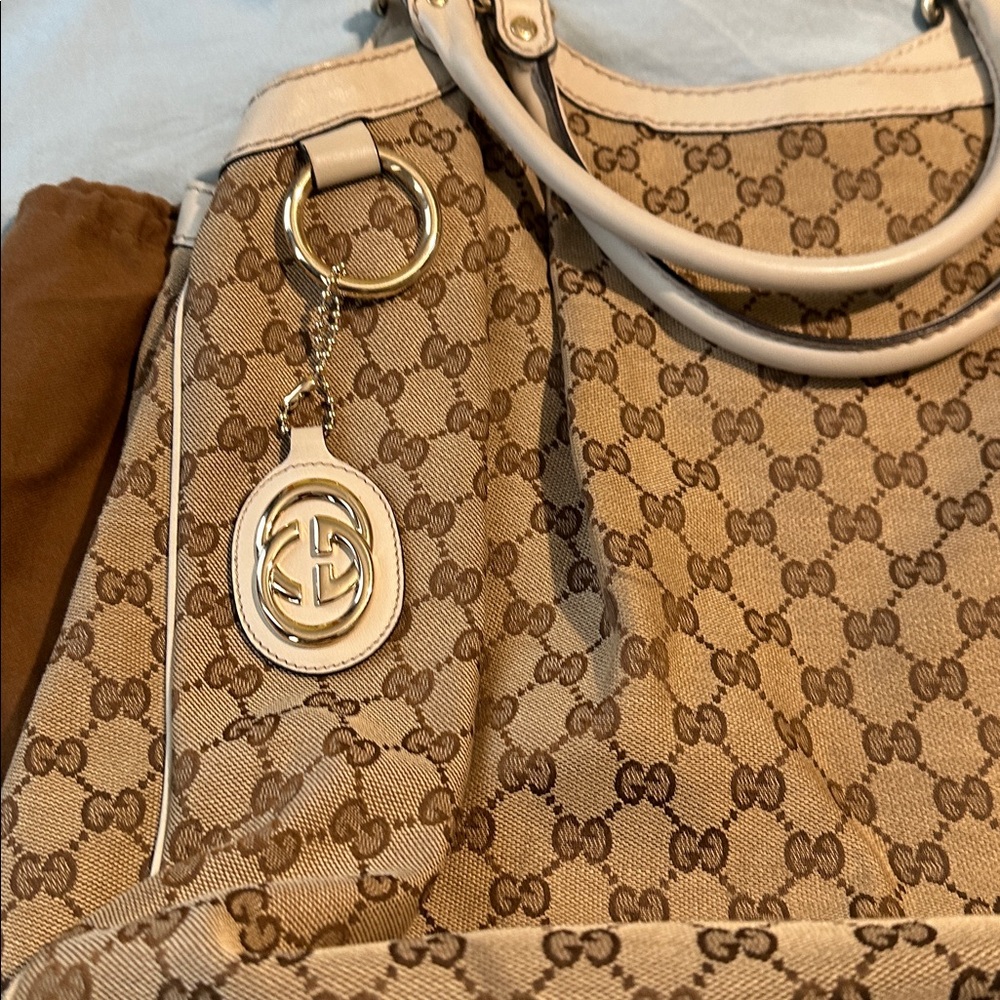 Gucci Brown Monogram Tote
18 W 15 L handle 6